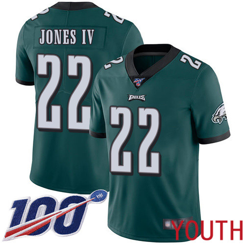 Youth Philadelphia Eagles #22 Sidney Jones Midnight Green Team Color Vapor Untouchable NFL Jersey Limited 100th->youth nfl jersey->Youth Jersey